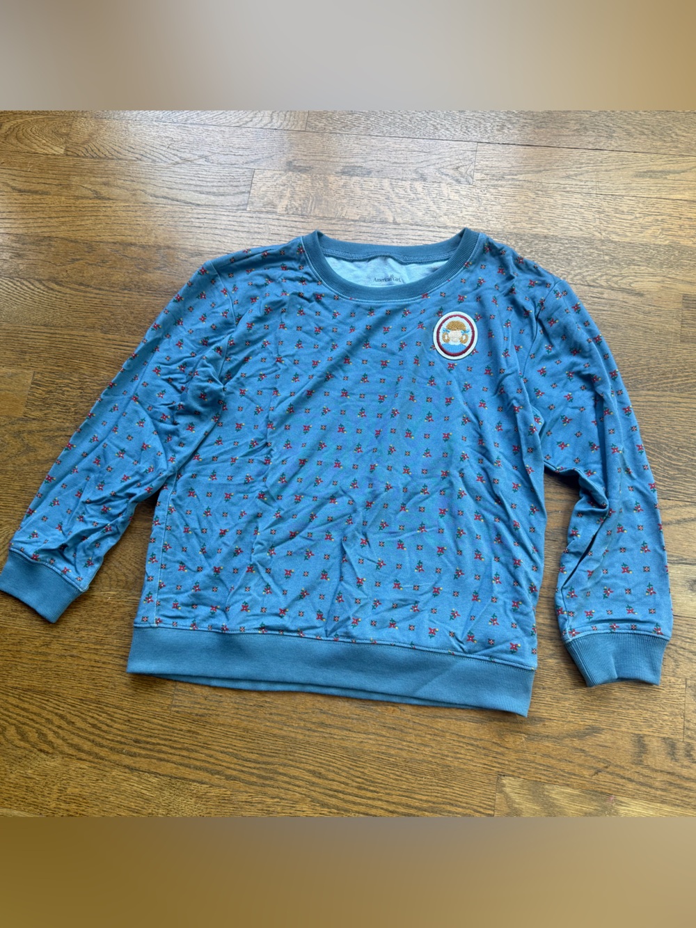 Posh Peanut Kirsten Larson Crewneck Sweatshirt with Character Patch NWOT